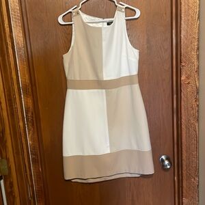 White & Tan color black dress